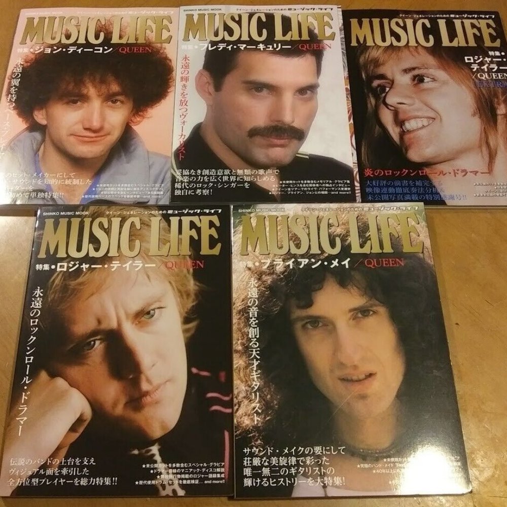 Music Life Bundle Lot (5) Japan Magazines Freddie Mercury Brian May Roger Taylor